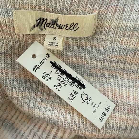 NWT Madewell Space-Dye Faux-Wrap Top Sweater in Pastel Soft Rainbow, Small - Picture 4 of 9